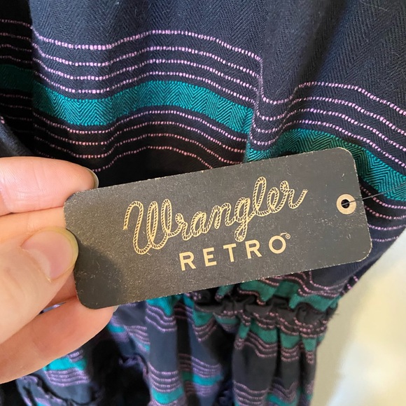 Women’s NWT Wrangler Retro Black Striped Mini Dress Sz XL - Picture 6 of 11